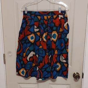 Vintage Essentials By Worthington Fun Geometric Multicolor Extra Wide Shorts